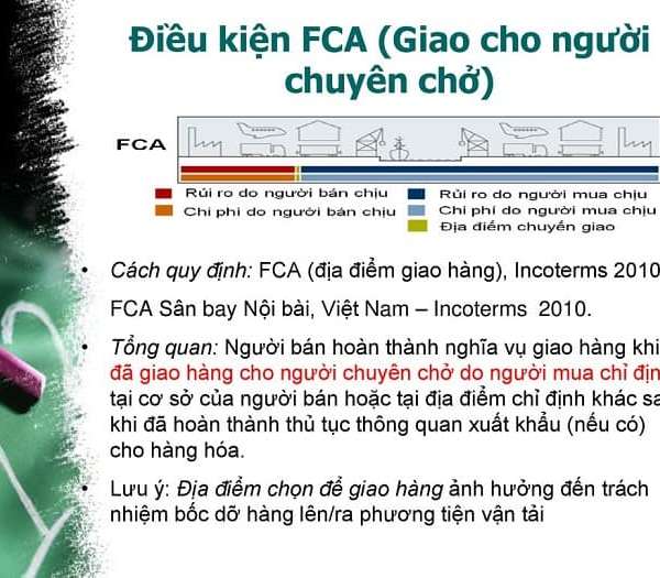 Điều kiện FCA là gì? Tìm hiểu điều kiện FCA trong Incoterm 2010