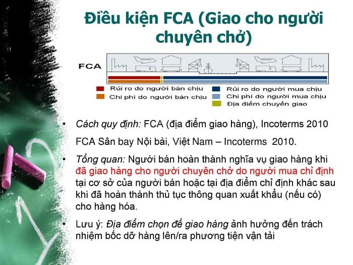 Điều kiện FCA là gì? Tìm hiểu điều kiện FCA trong Incoterm 2010