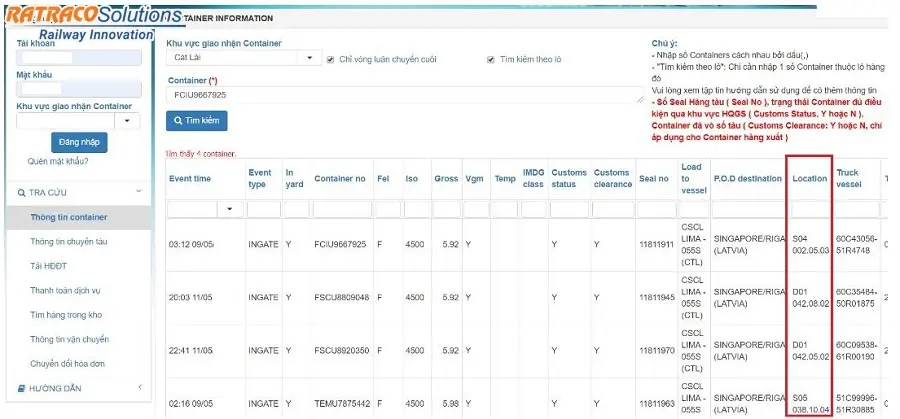Cách tra cứu vị trí Container tại cảng TPHCM, Đà Nẵng, Hải Phòng