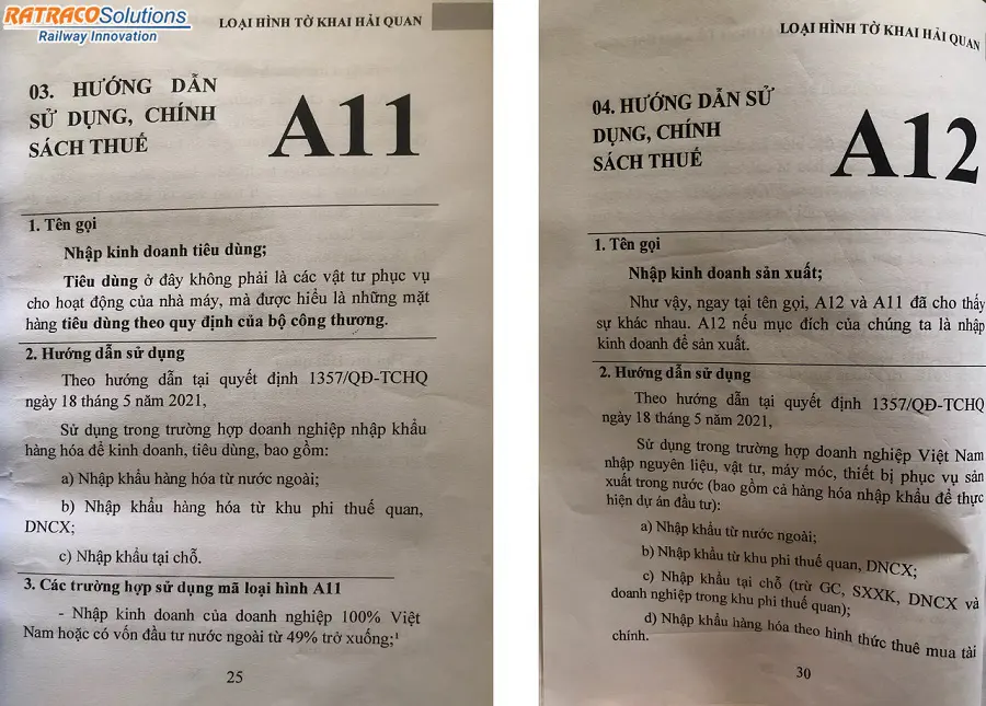 Mã loại hình A11, A12 là gì? Có gì giống khác nhau?