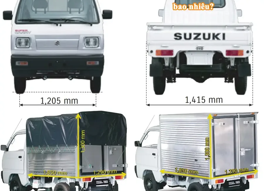 Tìm hiểu kích thước thùng xe Suzuki 500kg bao nhiêu?